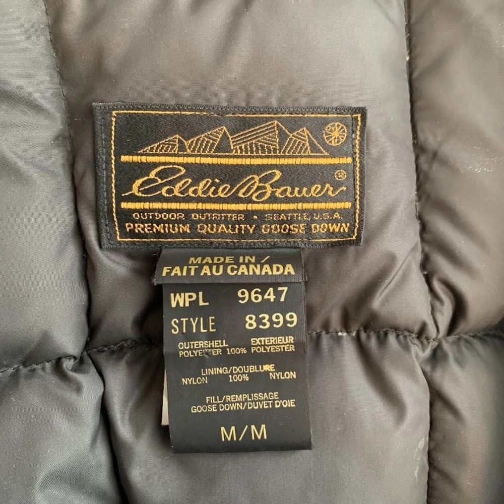 Vintage Eddie Bauer Premium Goose Down Black Winter Coat Puffer Women's Medium - Picture 12 of 16